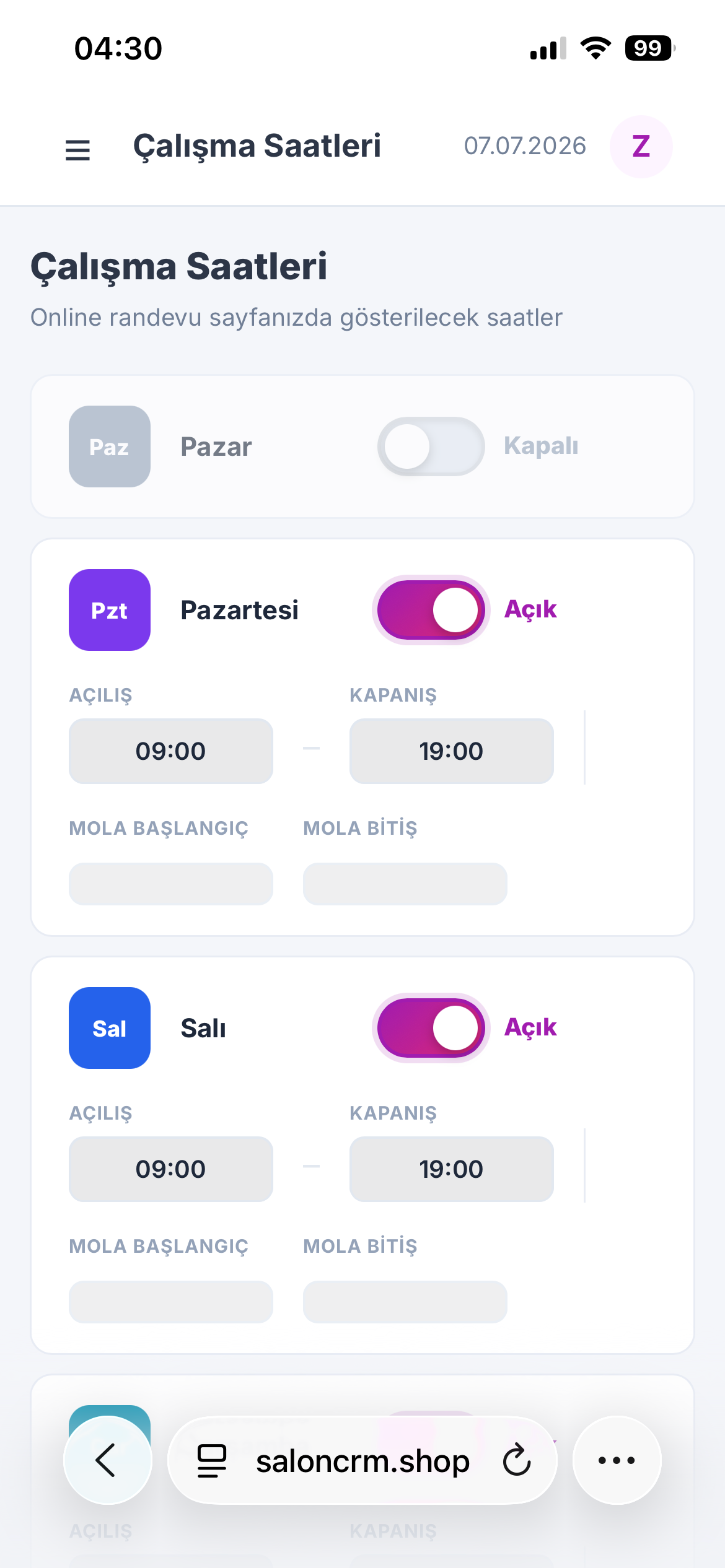 Çalışma Saatleri